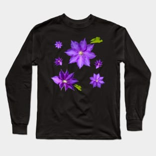 Purple Clematis Flower Grouping Long Sleeve T-Shirt